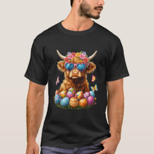 T-shirt Joyeuses Pâques Vache des Highlands Femme Fille Jo