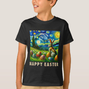 T-shirt Joyeuses Pâques Van Gogh Style Lapin Et Œufs 