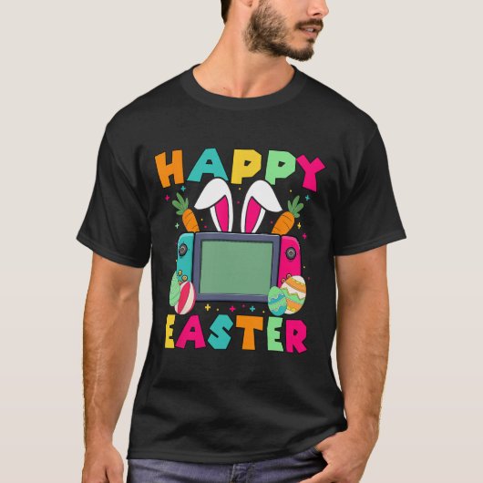 T-shirt Joyeuses Pâques Vidéo Game Lapin Manette de jeu Ga (Devant)