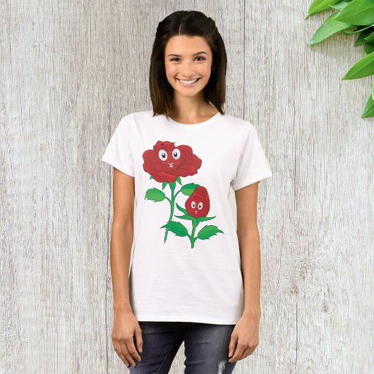 T-shirt Joyeuses roses rouges