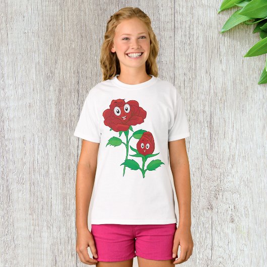 T-shirt Joyeuses roses rouges