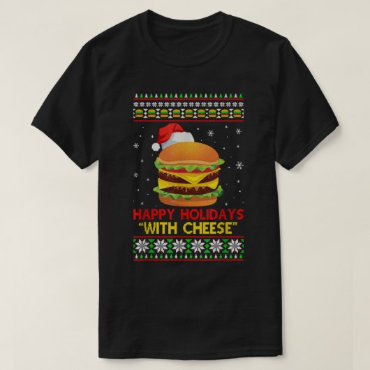 T-shirt Joyeuses Vacances Avec Cheese Christmas Cheeseburg (Design devant)