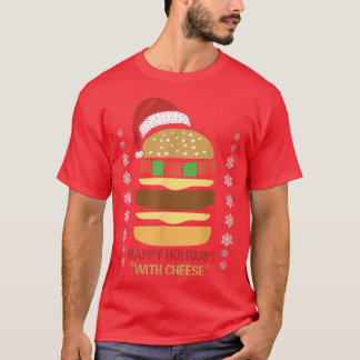 T-shirt Joyeuses Vacances Avec Fromage Santa Hat Noël Che