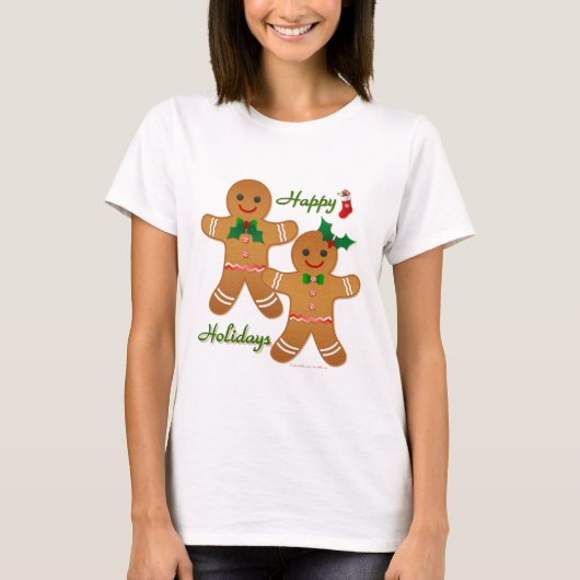 T-shirt Joyeuses vacances Gingerbread Homme garçon fille (Devant)