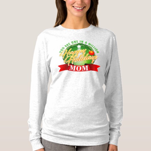 T-shirt Joyeuses vacances MOM Texte vert (Devant)