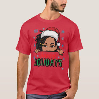 T-shirt Joyeuses vacances Noël Neige Melanin Femmes Noir