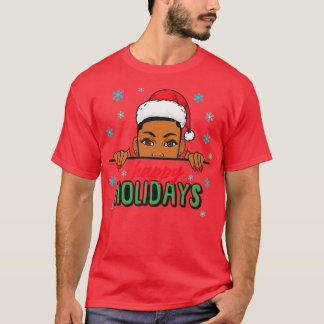T-shirt Joyeuses vacances Noël Neige Melanin Femmes Noir