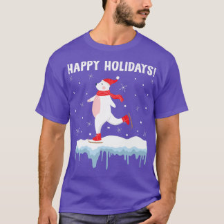 T-shirt Joyeuses vacances Ours polaire Patinage sur glace 