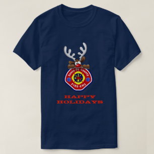 T-shirt Joyeuses vacances Reindeer Père Noël Fe Comté Fire
