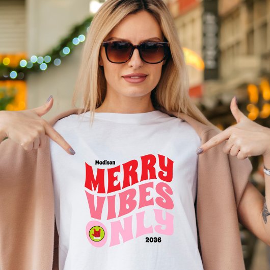 T-shirt Joyeuses Vibes Uniquement Rose Rouge Fun Fun Fun N