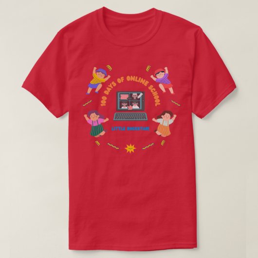 T-shirt Joyeux 00 jours d'école en ligne Little Rockstar (Design devant)