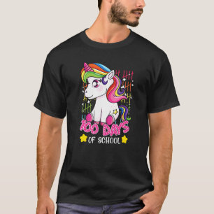 T-shirt Joyeux 100 Jours De Filles D'École Unicorn Enfants