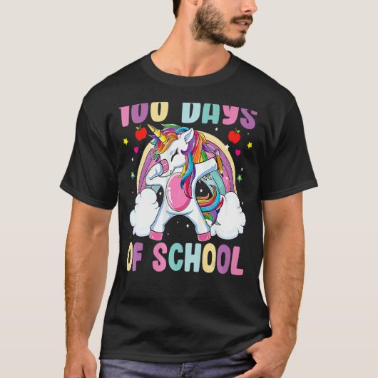 T-shirt Joyeux 100 Jours De L'École Dabbing Unicorn Don Te (Devant)