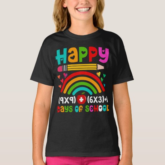 T-shirt Joyeux 100 jours de l'école Rainbow Math (Devant)