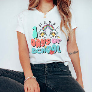 T-shirt Joyeux 100 jours de l'école Retro Rainbow Enseigna