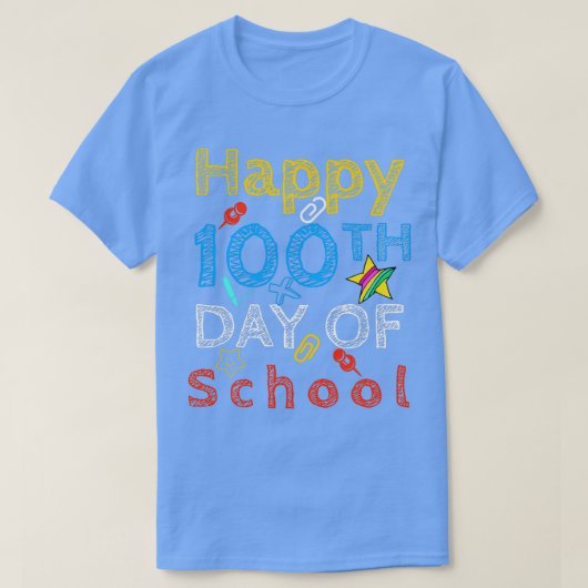 T-shirt Joyeux 100 Jours De Professeur D'École (Design devant)