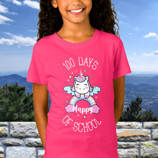 T-Shirt Joyeux 100 Jours D'École Cute Unicorn Enfants
