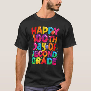 T-shirt Joyeux 100 Jours D'école Garçons Filles 2e Année E