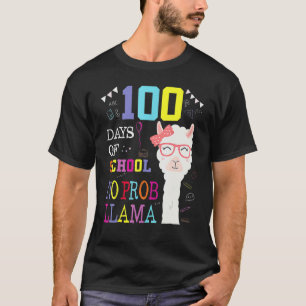 T-shirt Joyeux 100 Jours D'école Pas De Problème Lama 100è