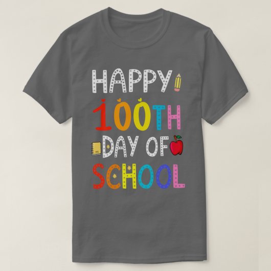 T-shirt Joyeux 100 jours d'école pour enseignant ou enfant (Design devant)