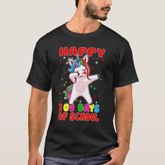 T-shirt Joyeux 100 Jours D'École Unicorne Enseignants Enfa (Devant)