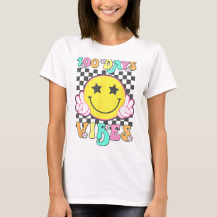 T-shirt Joyeux 100 Jours Vibes Sourire Visage 100 Jours D'