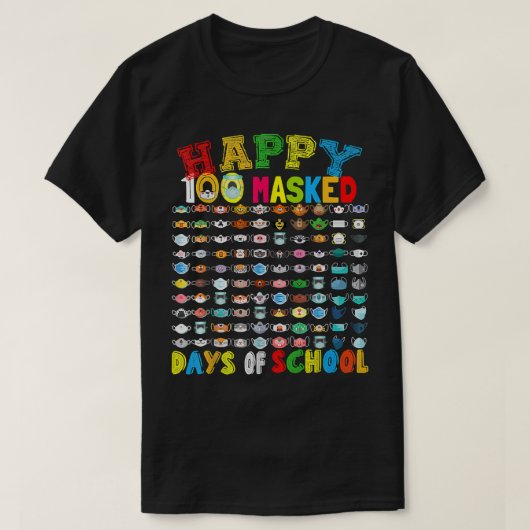 T-shirt Joyeux 100 Masqué Jour de l'école 100 Masques amus (Design devant)