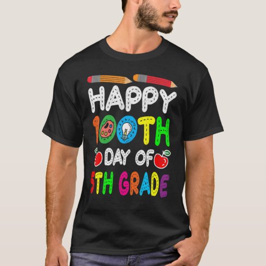 T-shirt Joyeux 100e jour de 5e année (Devant)