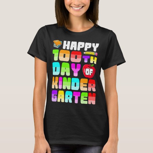 T-shirt Joyeux 100E Jour De Chemises De Jardin D'Enfant, K (Devant)