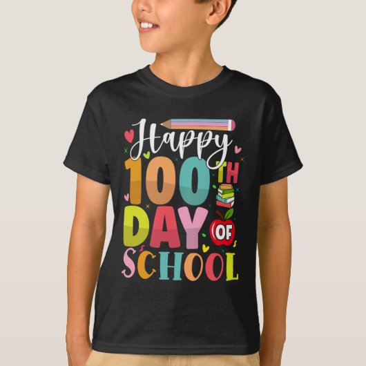 T-shirt Joyeux 100e jour de l'école 100 jours de l'enseign (Devant)