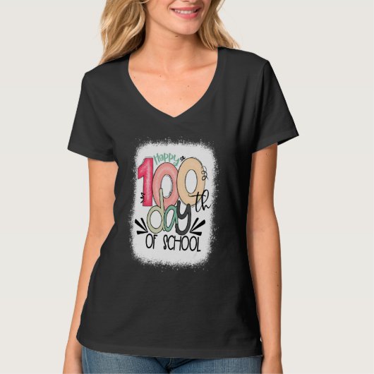 T-shirt Joyeux 100e Jour De L'École Enseignant 100 Jour (Devant)