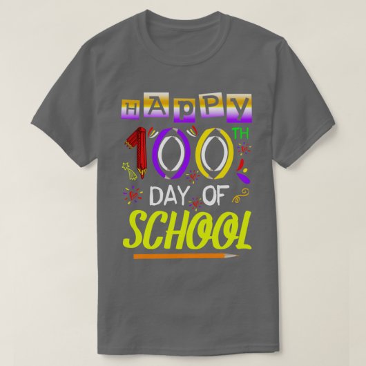 T-shirt Joyeux 100e jour de l'école enseignant garçons fil (Design devant)