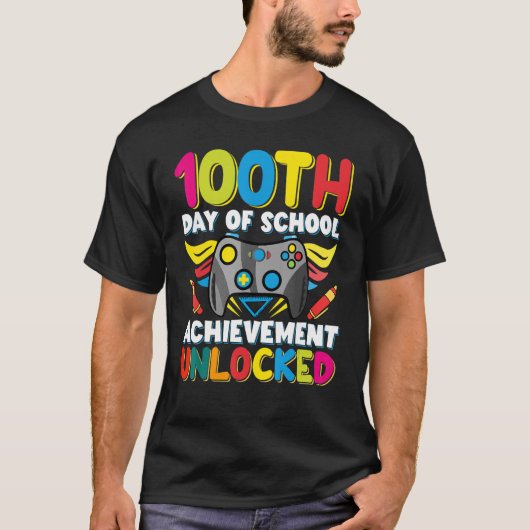 T-shirt Joyeux 100e Jour De Réussite Scolaire Déverrouillé (Devant)