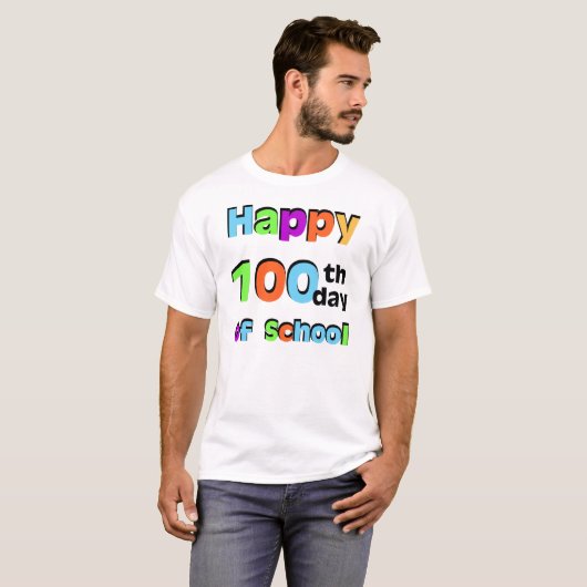 T-shirt Joyeux 100e jour d'école (Devant entier)