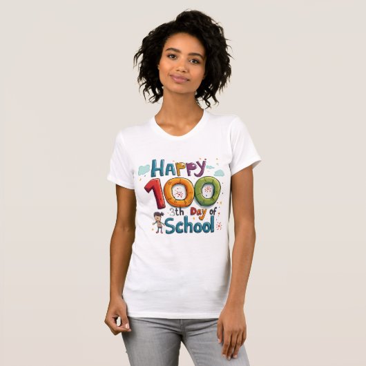 T-shirt joyeux 100e jour d'école (Devant entier)