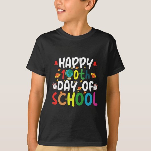 T-shirt Joyeux 100e Jour d'École Enseignant Élève (Devant)