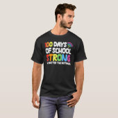 T-shirt Joyeux 100e jour d'école, enseignant virtuel solid (Devant entier)