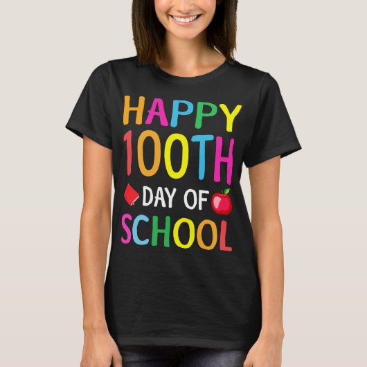 T-shirt Joyeux 100e jour d'école pour enseignant ou enfant (Devant)