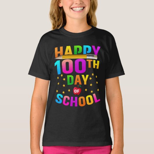 T-shirt Joyeux 100e jour d'école pour enseignants et étudi (Devant)