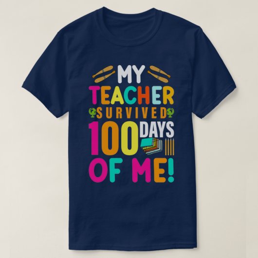 T-shirt Joyeux 100ème Jour De L'École 2022 Mon Enseignant (Design devant)