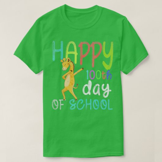 T-shirt Joyeux 100ème Jour De L'École Dabbing Giraffe 100 (Design devant)