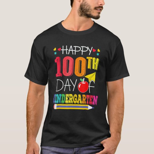 T-shirt Joyeux 100ème Jour De L'École Enseignant De La Mat (Devant)