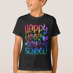T-shirt Joyeux 100ème Jour De L'École Tie Dye Arc En Ciel