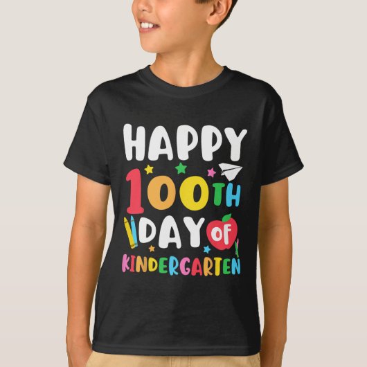 T-shirt Joyeux 100ème Jour De Maternelle Enseignant Enfant (Devant)