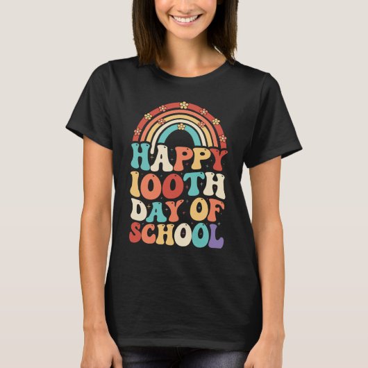 T-shirt Joyeux 100ème Jours D'École Super Rétro Arc-En-Cie (Devant)