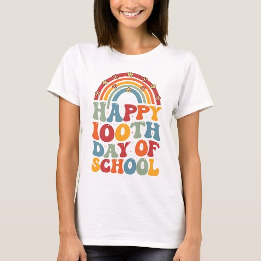 T-shirt Joyeux 100ème Jours D'École Super Rétro Arc-En-Cie (Devant)