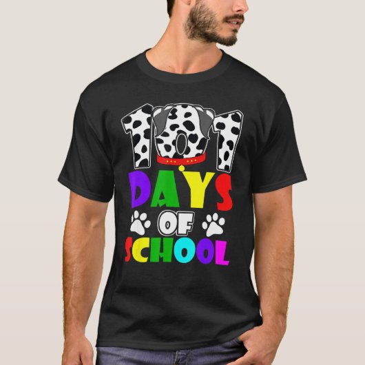 T-shirt Joyeux 101 Jours École Chien Étudiant Ou Enseignan (Devant)