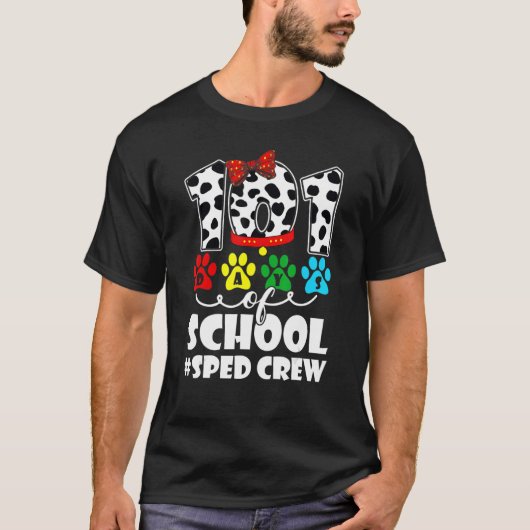 T-shirt Joyeux 101 Jours École Sped Crew Chien 100 Jours S (Devant)