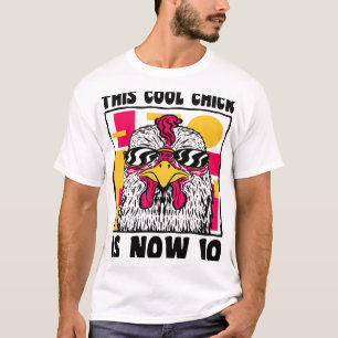 T-shirt Joyeux 10e Anniversaire 10 Ans Poulet Cool 10ème
