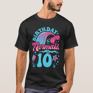 T-shirt Joyeux 10E Anniversaire Sirène Tenue Pour Filles 1
